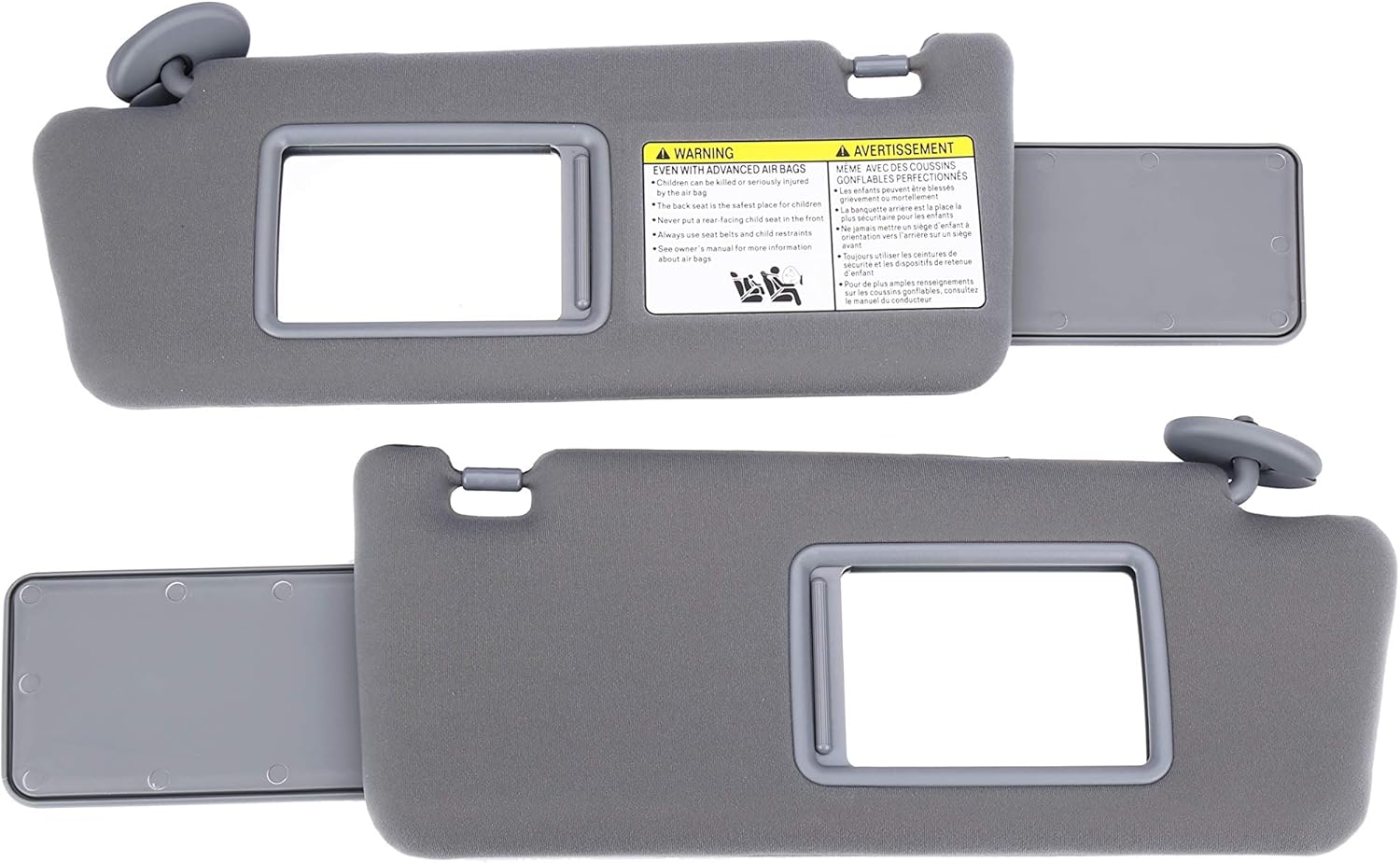 Driver and Passenger Side Sun Visor Set Gray Without Light X298002