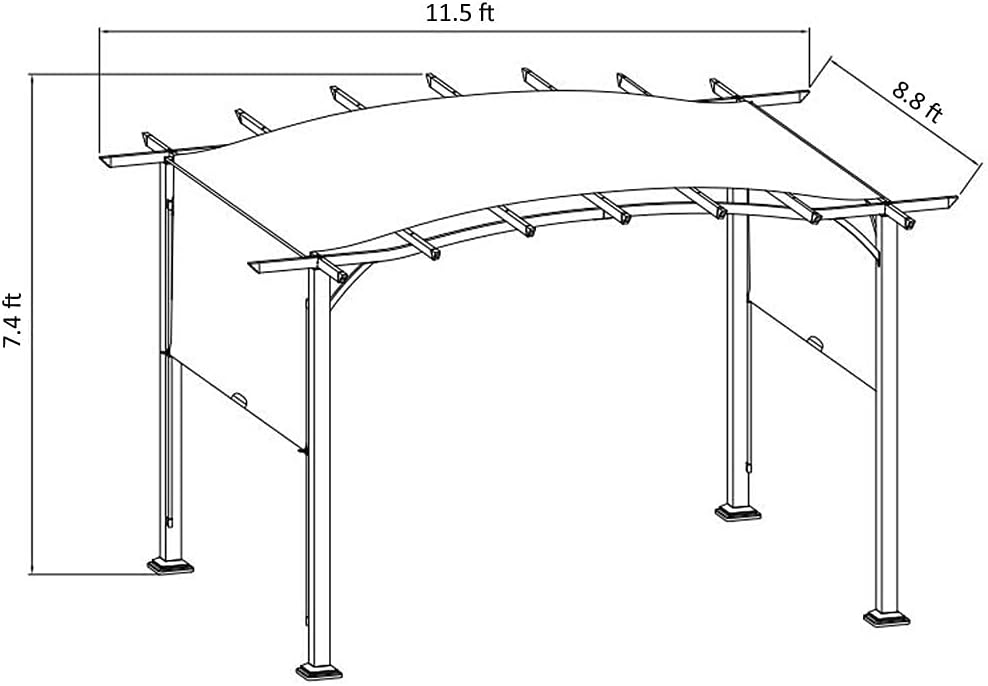 Beige Steel Frame Retractable Canopy Pergola N1936