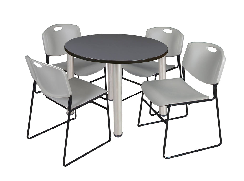 Round Breakroom Table with 4 Stack Chairs Z973