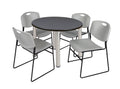 Round Breakroom Table with 4 Stack Chairs Z973