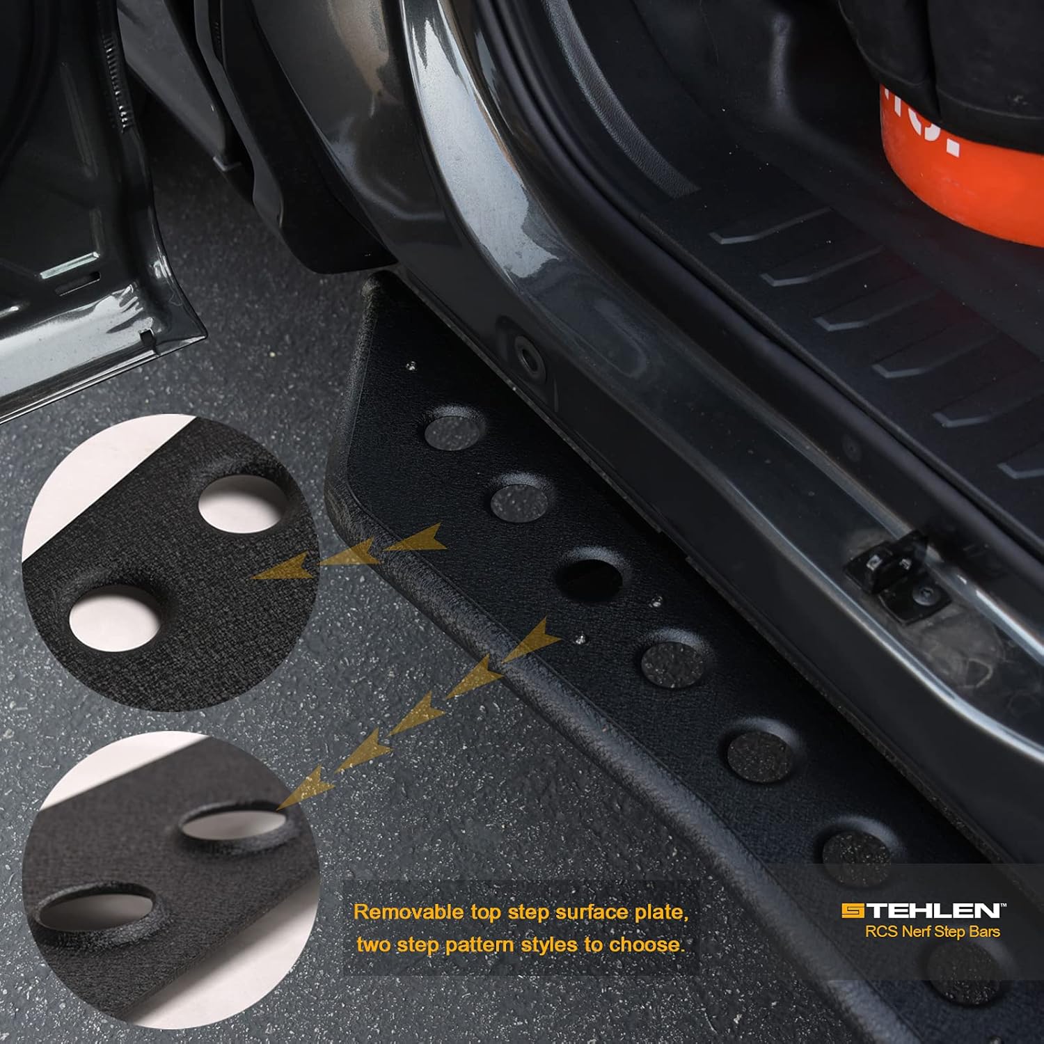 Textured Black Rock Slider Side Step Rail Nerf Bars for Ram 1500 Crew Cab P4377