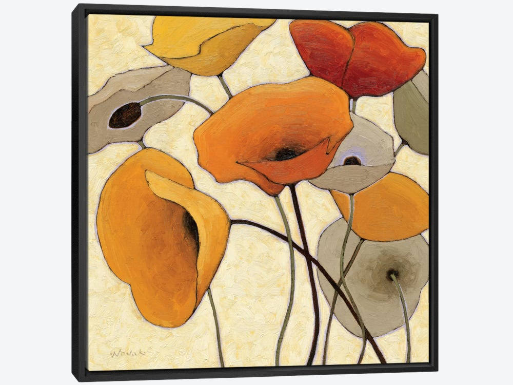Framed Canvas Art - Pumpkin Poppies L302