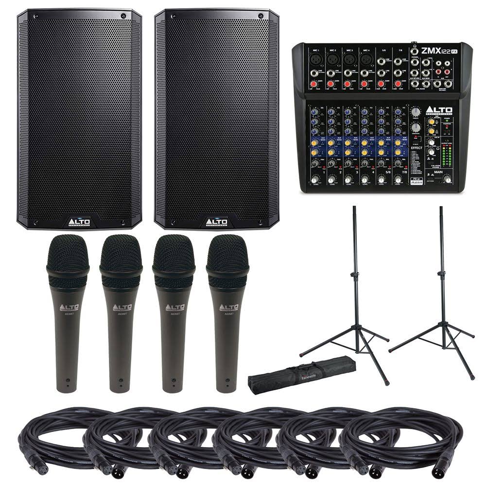 Speakers Mixer with Mics and Stands E572375