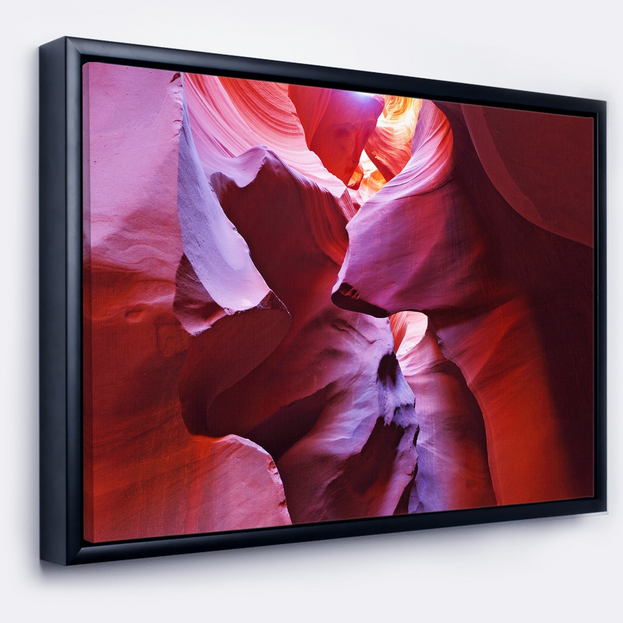 Purple Rays in Antelope Canyon Framed Canvas Print 40 in. x 30 in. S20779