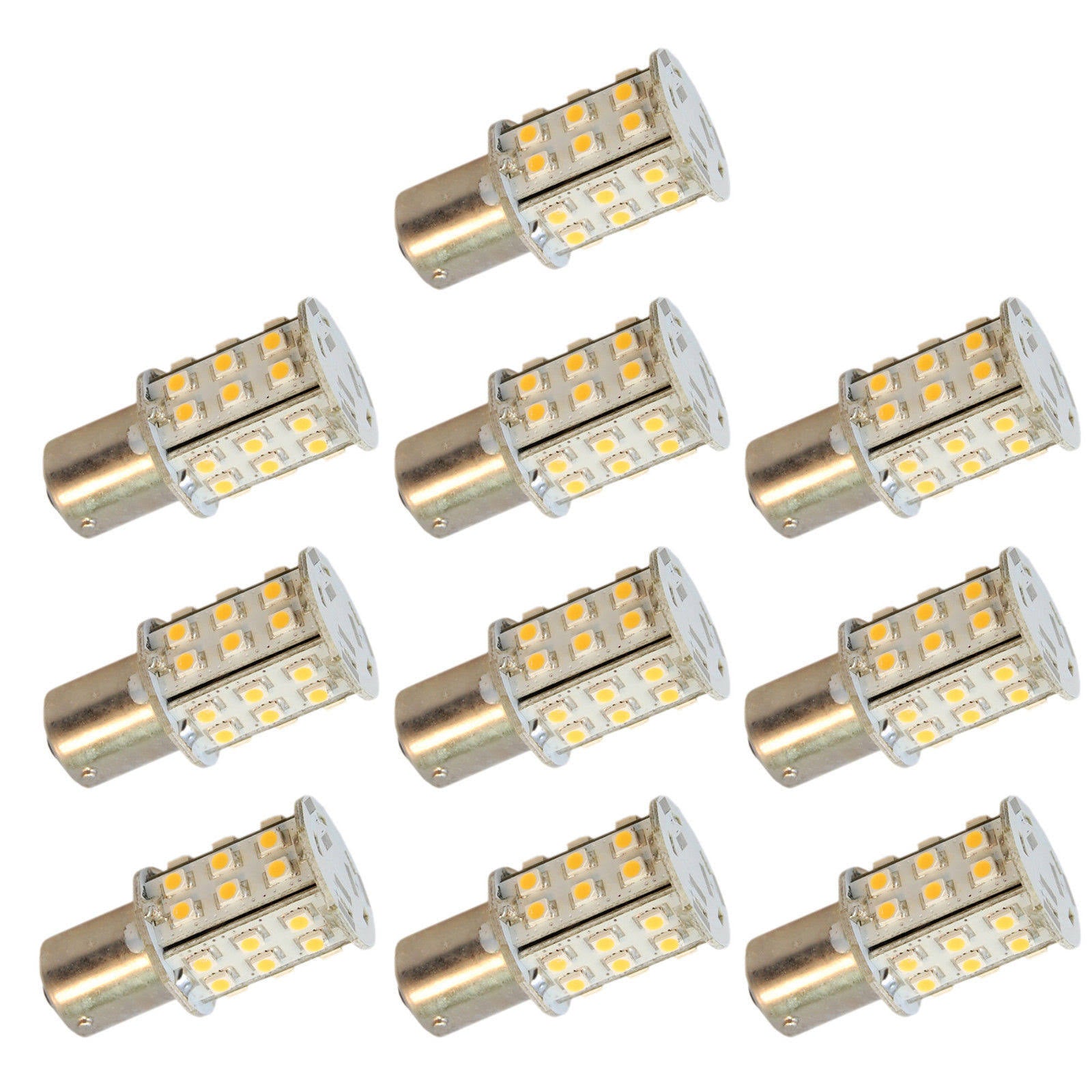 10x BA15S SMD LED Warm White Bulbs C2830