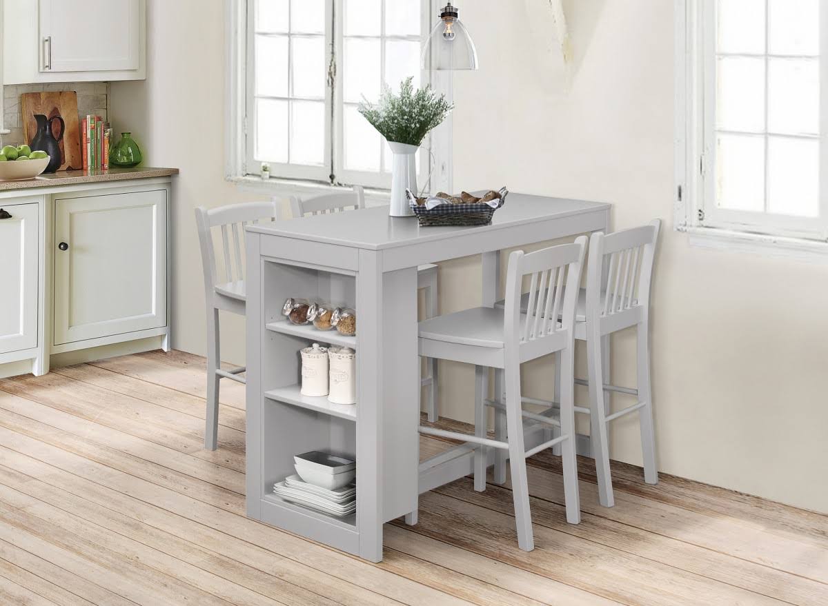 Ash Grey Counter Height Dining Table with Shelving F6349