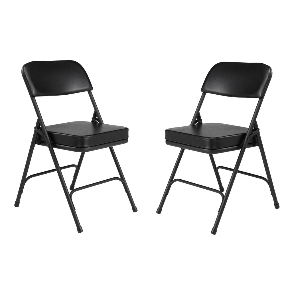 Black Vinyl Padded Folding Chairs Set of 2 X232