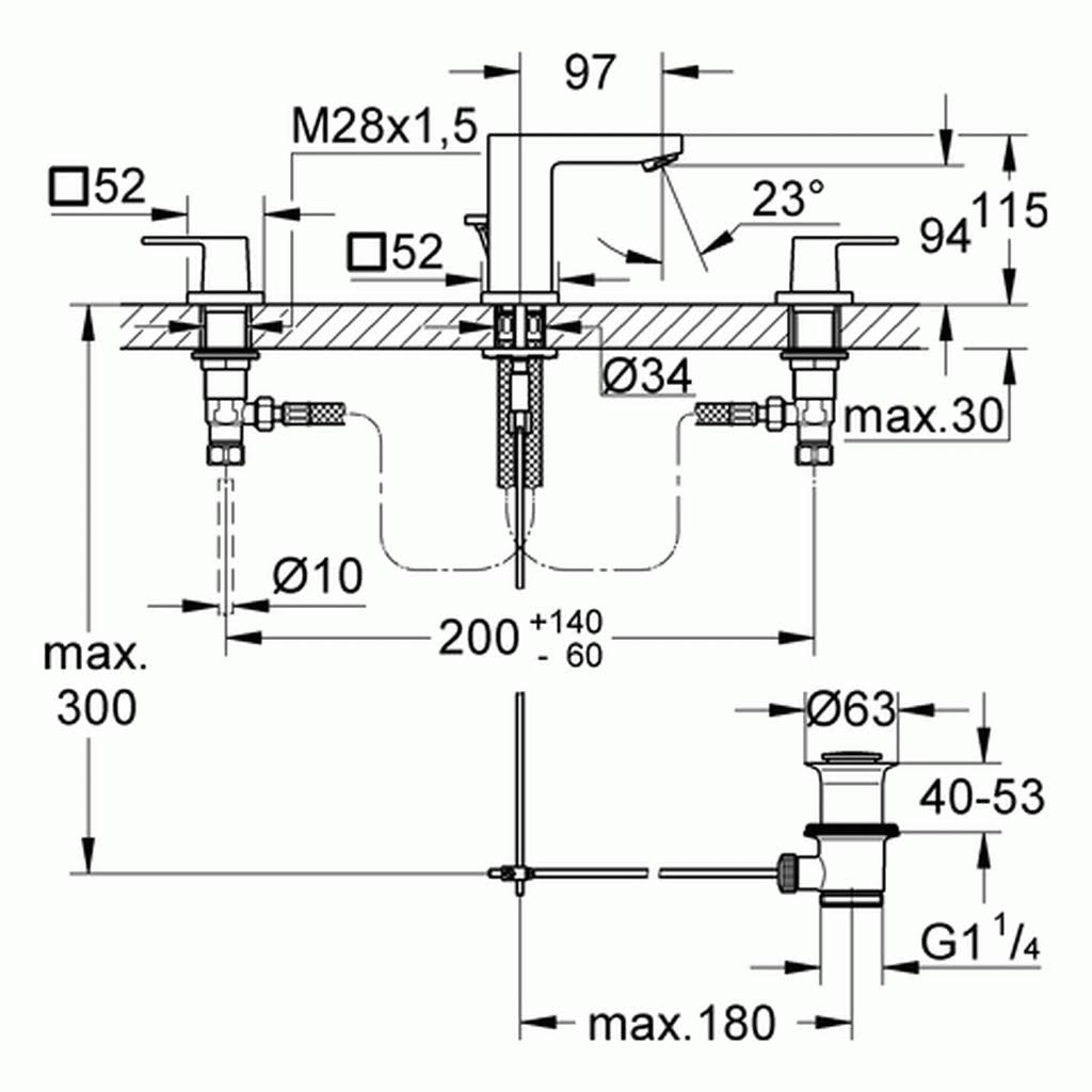 3-Hole Basin Mixer DN 15 A102