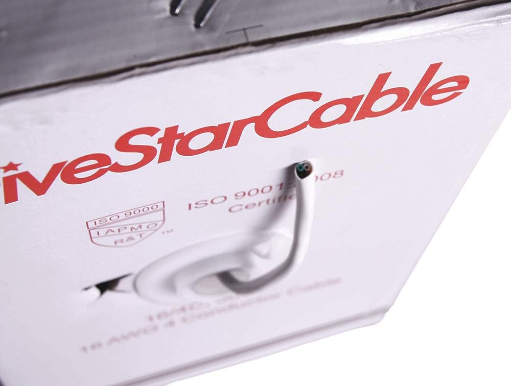 16/2 CMR Rated Solid Bare Copper 2 Conductors Audio Speaker Cable Wire White G8399