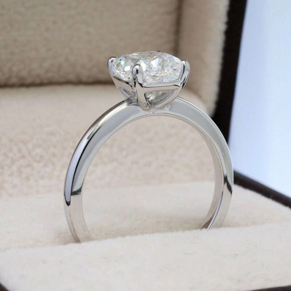 Cushion Moissanite Engagement Ring 18k White Gold Plated M9068