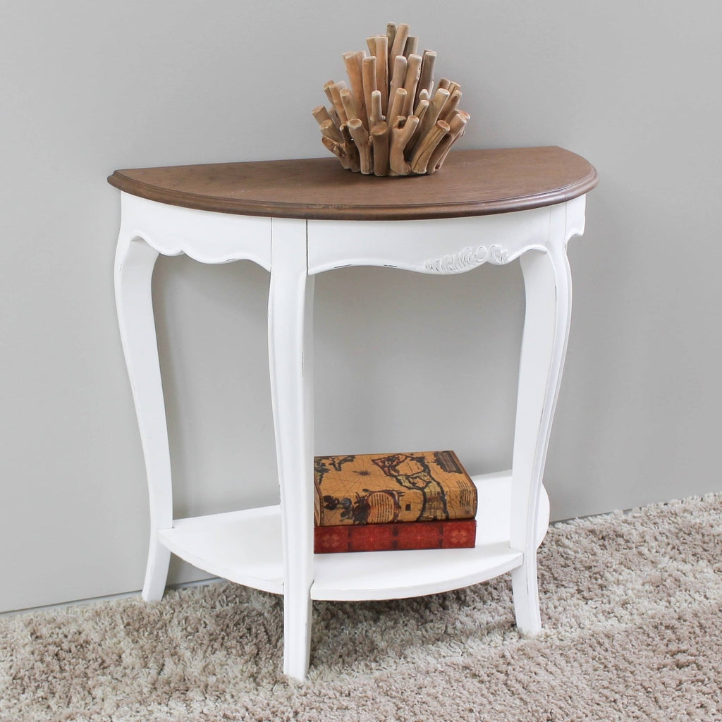 Antique White Half-Moon Console Table C62822