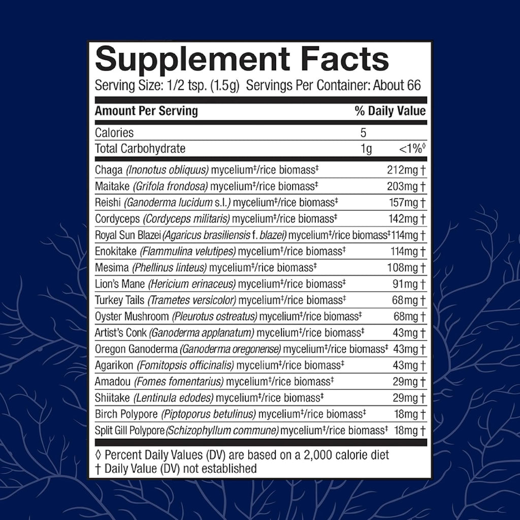 17 Species Blend Mushroom Supplement Powder, 100g (66 Servings) L2745