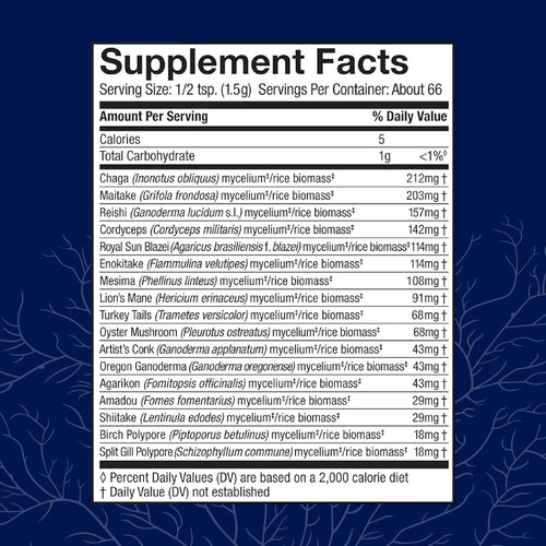 17 Species Blend Mushroom Supplement Powder, 100g (66 Servings) L2745