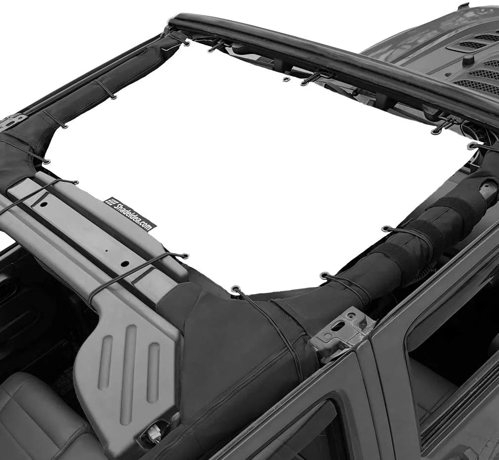Jeep Wrangler Sunshade 2 Door and 4 Door Front White Mesh Screen Sunshade with Grab Bag Y16293