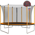 Orange Trampoline with Basketball Hoop and Ladder H145793