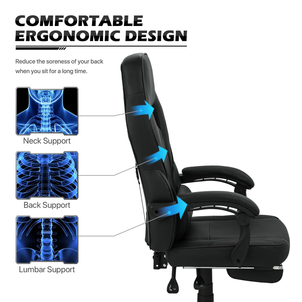 Black Ergonomic Gaming Chair with Detachable Pillow and Lumbar Support Z67169