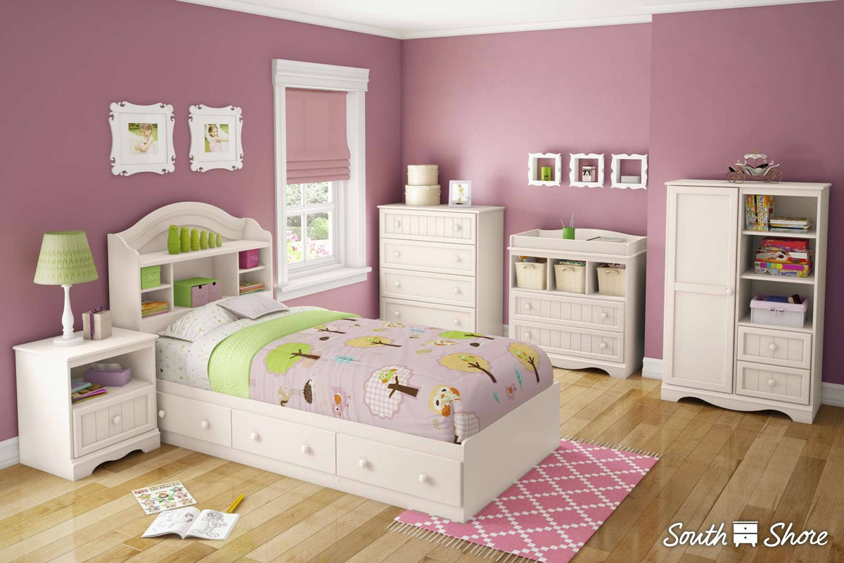 Pure White Twin Bookcase Headboard Q10503