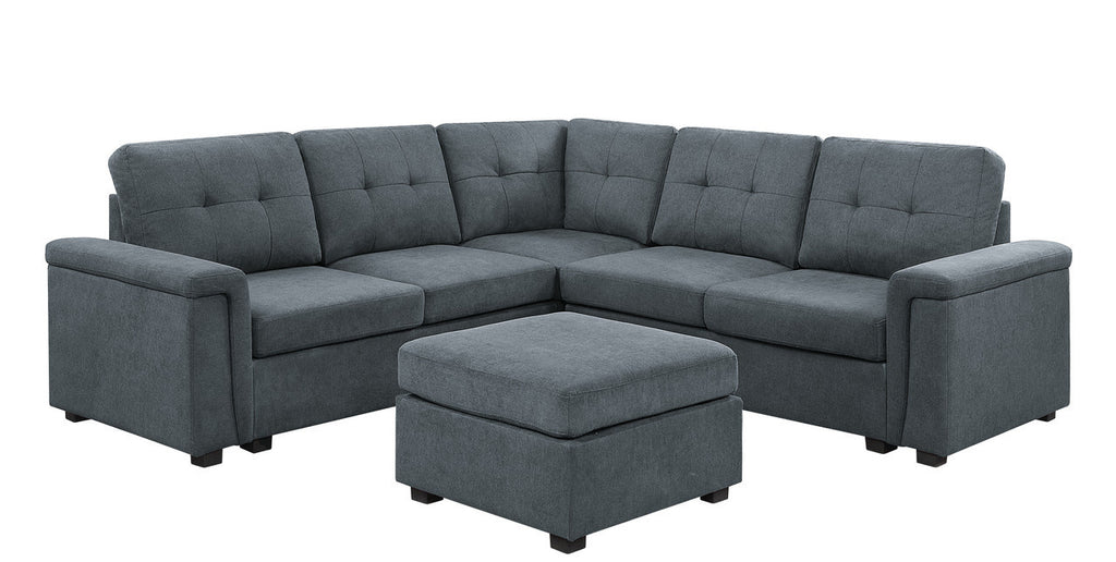 Gray Fabric Sectional Sofa Set with Ottoman S429953
