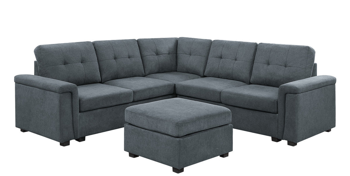 Gray Fabric Sectional Sofa Set with Ottoman S429953