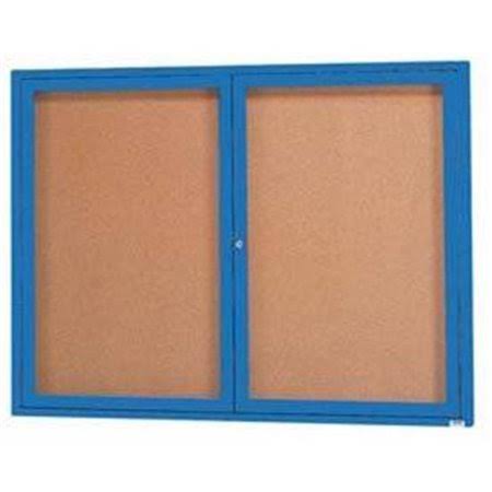 Aluminum Framed Enclosed Bulletin Board Blue - 24 x 12 in. U8126