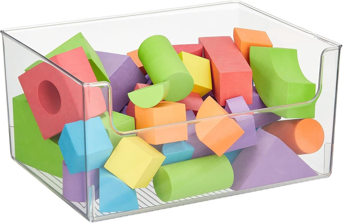 Clear Stackable Open Front Storage Organizer Bin Basket 4 Pack X549
