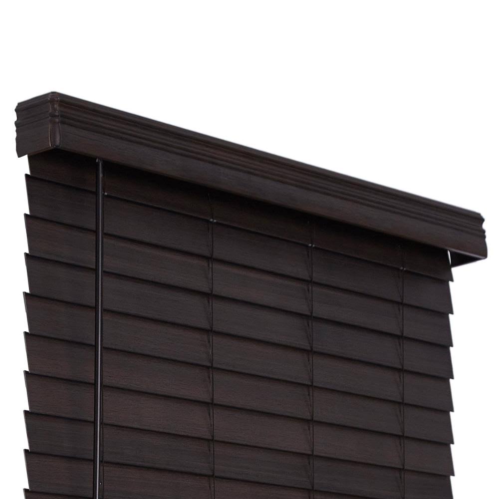 Walnut Faux Wood Cordless Room Darkening Horizontal Blinds I1255