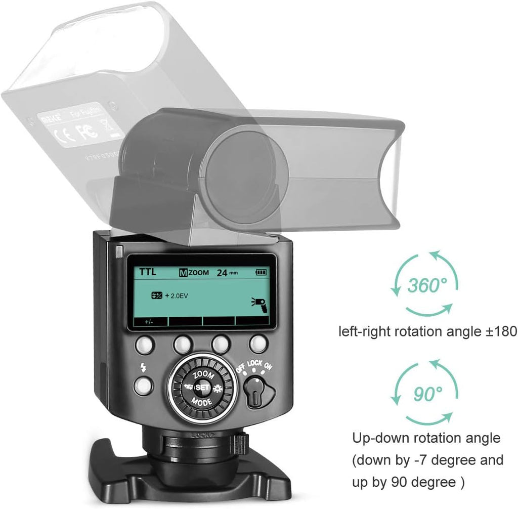 Pack of 2 Camera Flash Speedlite with LCD Display Y39668