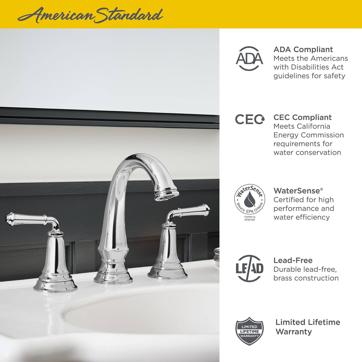 Polished Chrome Widespread Bathroom Faucet with Pop-Up Drain S432