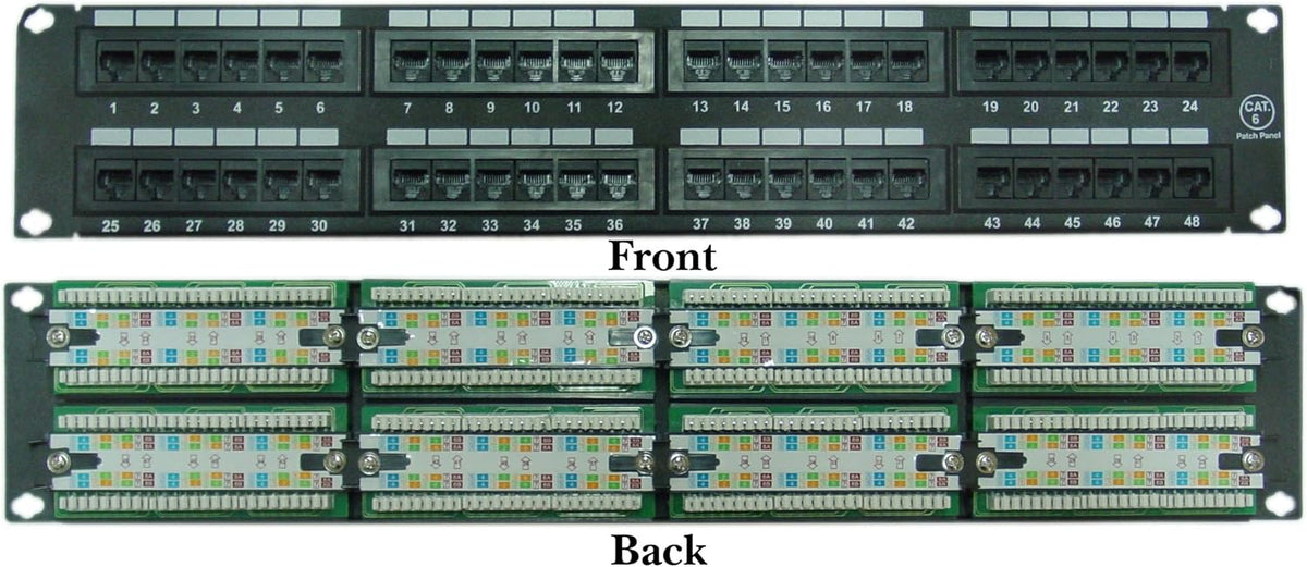 2 Unit Rackmount 48 Port Cat6 Patch Panel, 4 Pack K2844