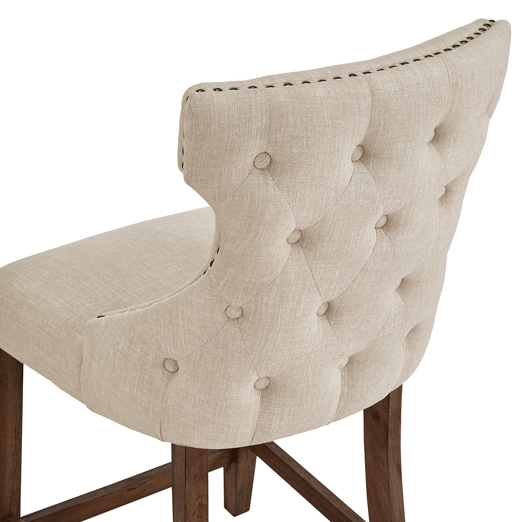 Beige Linen Upholstered Counter Height Stools, Set of 2 P644
