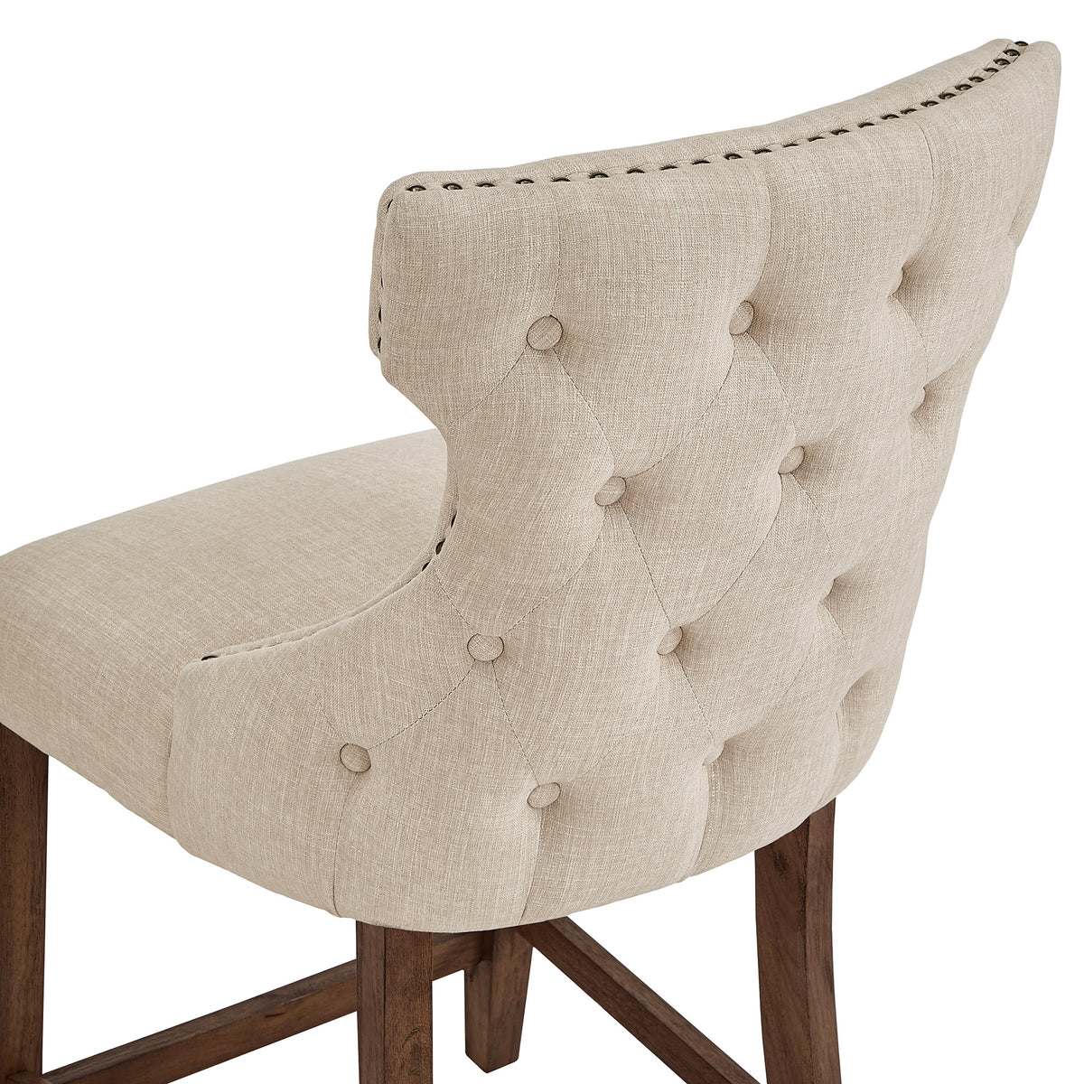 Beige Linen Upholstered Counter Height Stools, Set of 2 P644