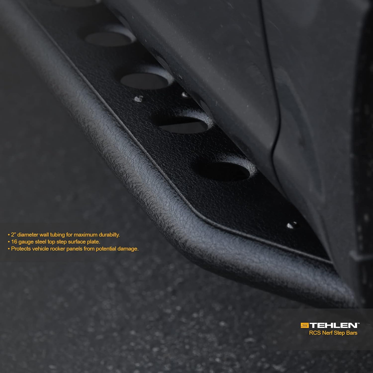 Textured Black Rock Slider Side Step Rail Nerf Bars for Ram 1500 Crew Cab P4377