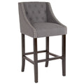 Dark Gray Tufted Walnut Barstool S5083