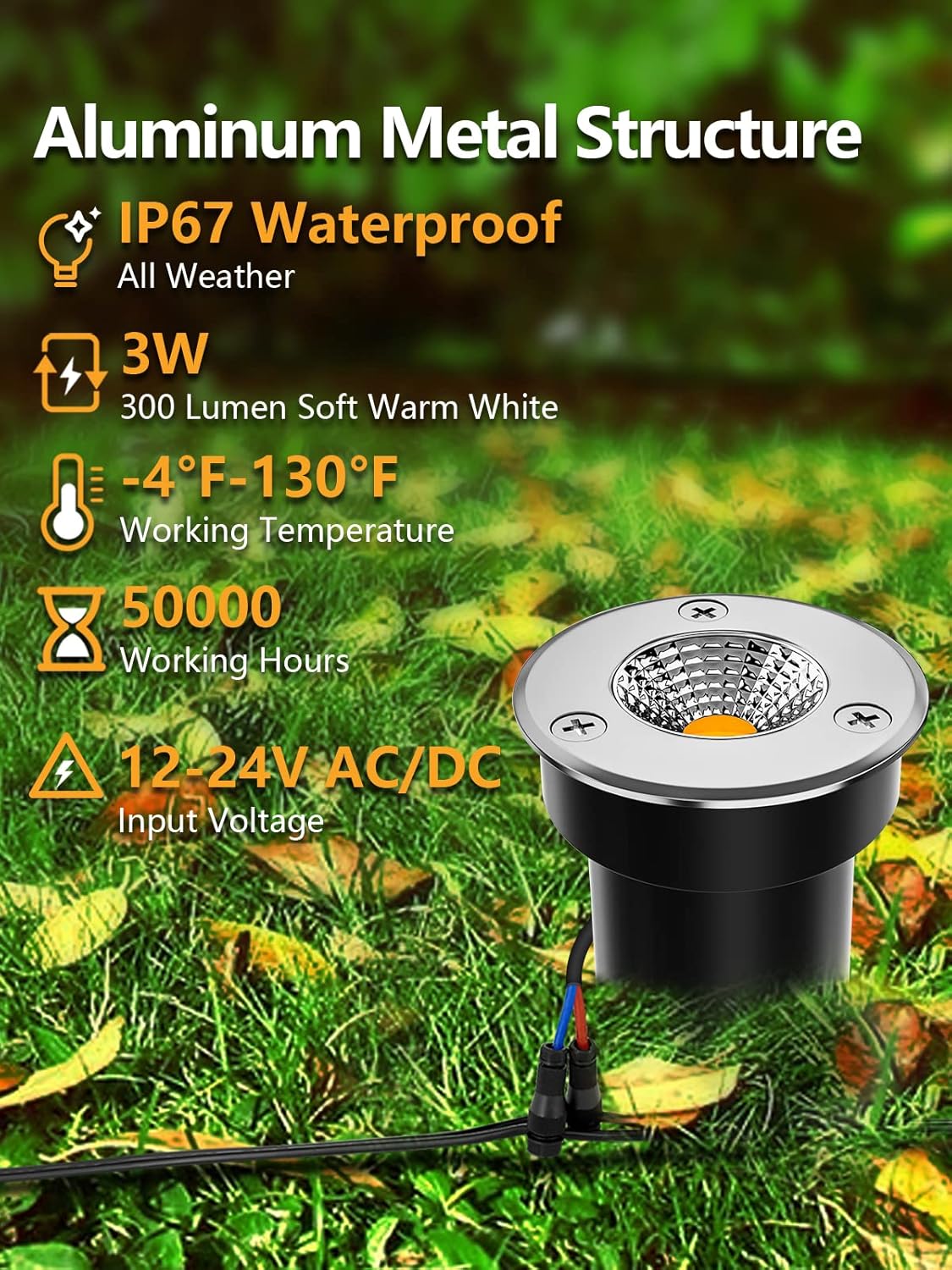 3W LED Warm White In-Ground Well Lights (2 Pack) H574645