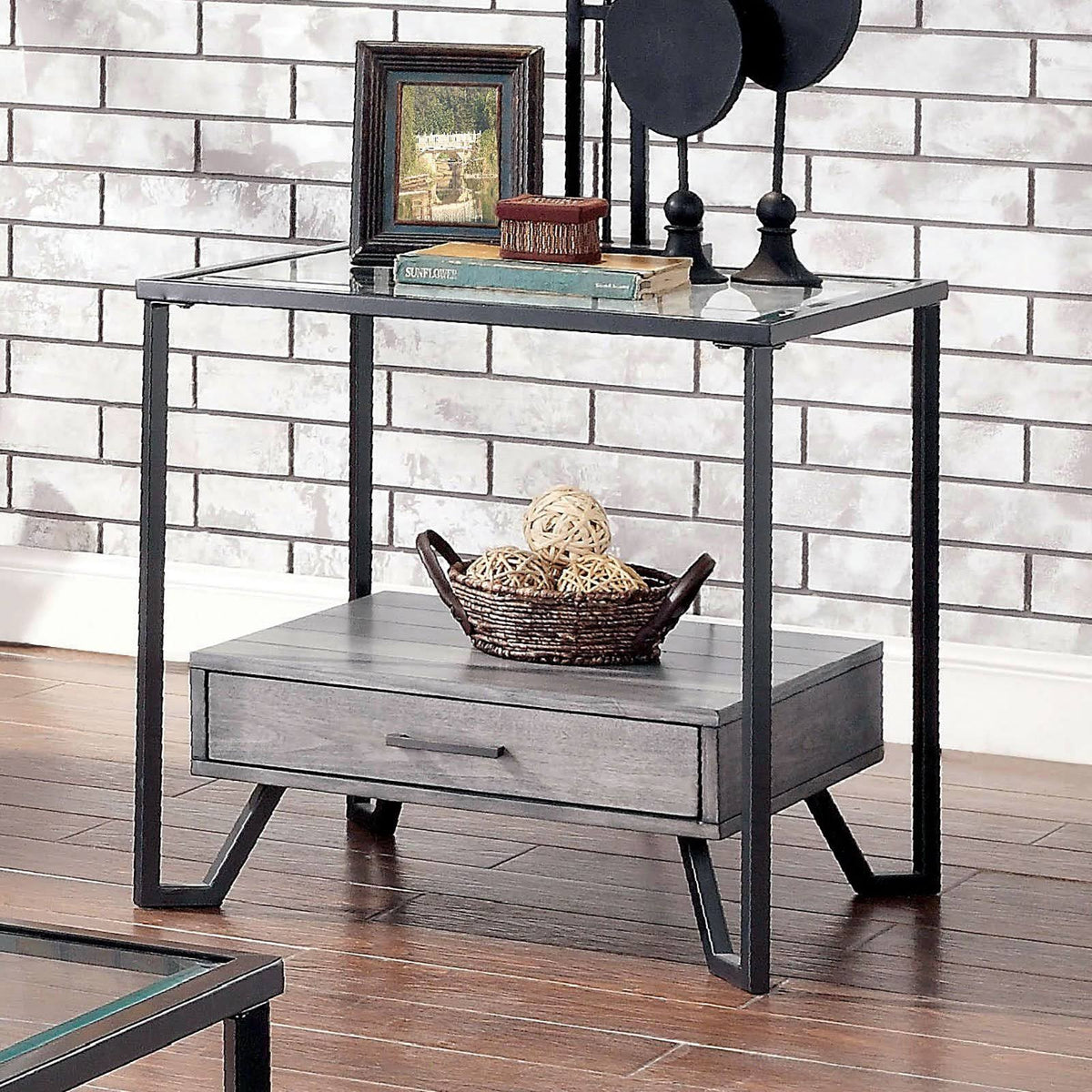 Gray Black End Table I139