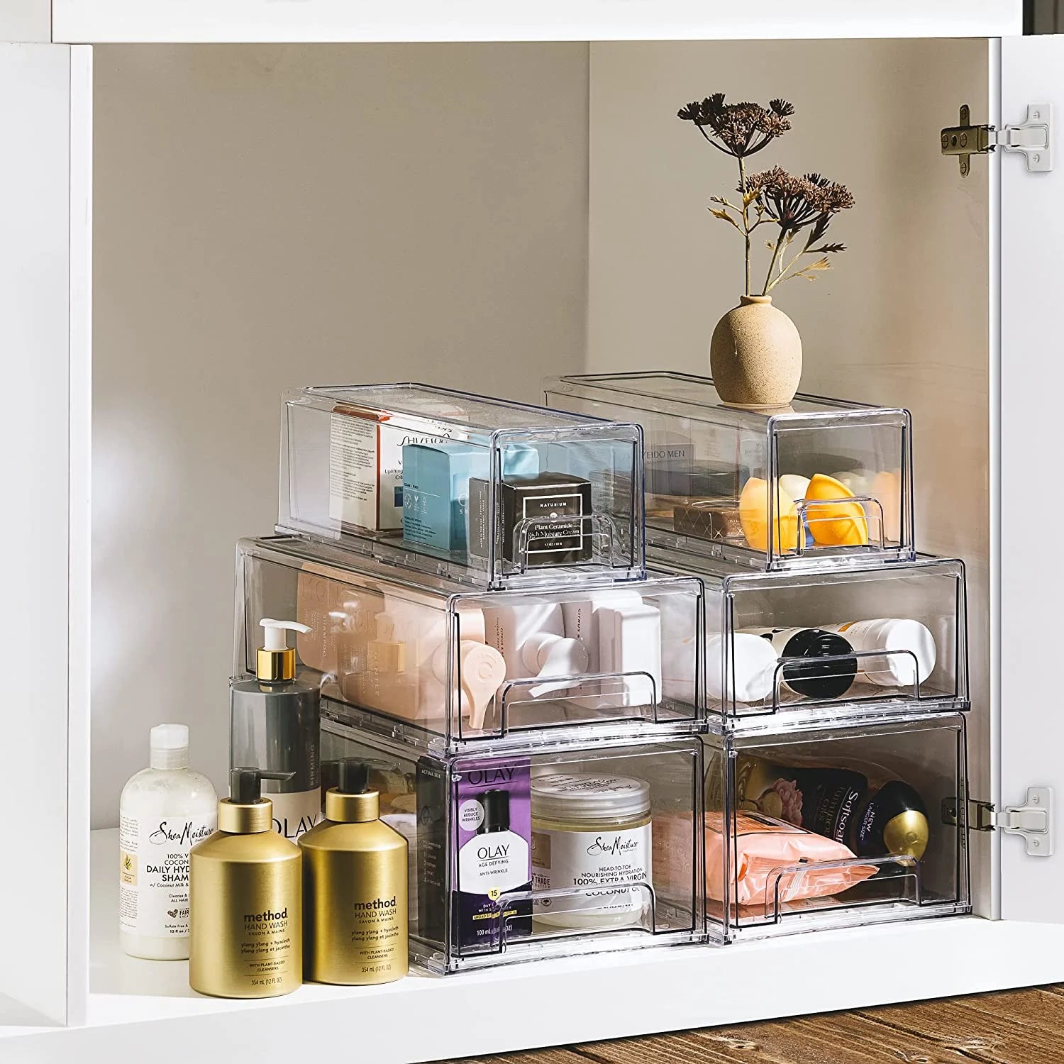 Clear Stackable Fridge Drawer Bins, 2 Pack Medium H9400