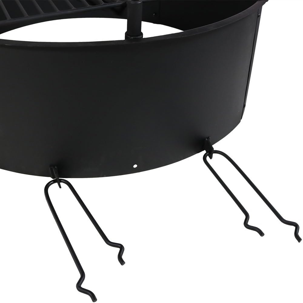 36 Inch Heavy Duty Steel Wood Burning Fire Pit with Cooking Grate and Fire Poker S8911