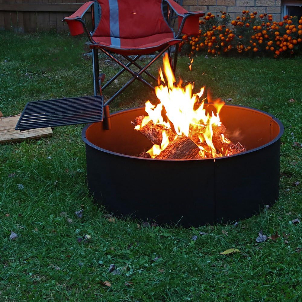36 Inch Heavy Duty Steel Wood Burning Fire Pit with Cooking Grate and Fire Poker S8911