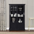 Black Bookcase with Sliding Glass Doors Z902307