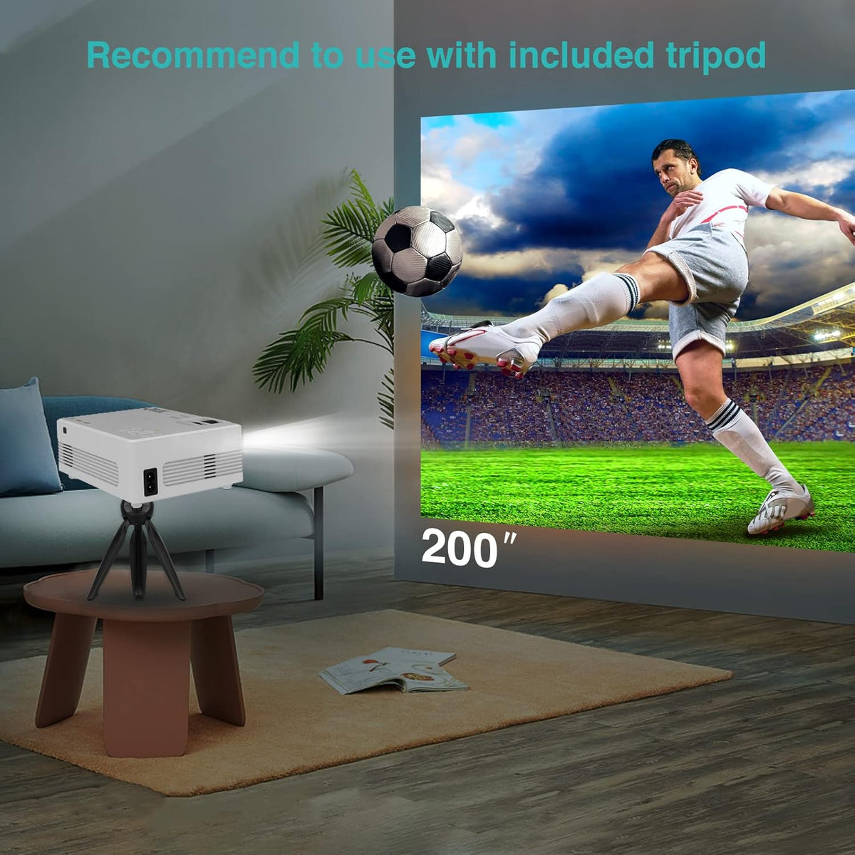 7500 Lumens WiFi Mini Projector with Tripod C600778