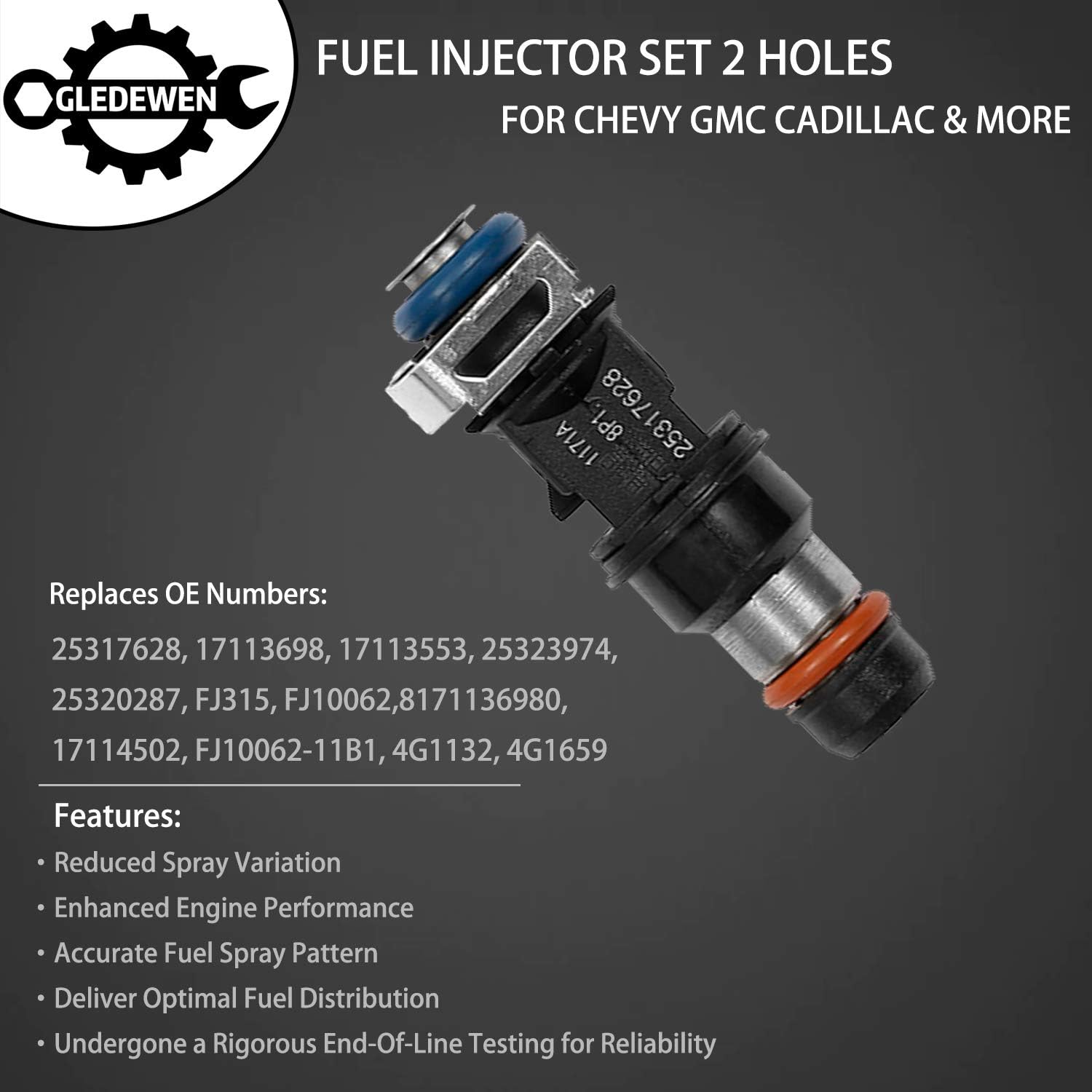 Fuel Injector 2 Holes 8Pcs for 4.8L 5.3L 6.0L Engine I5481