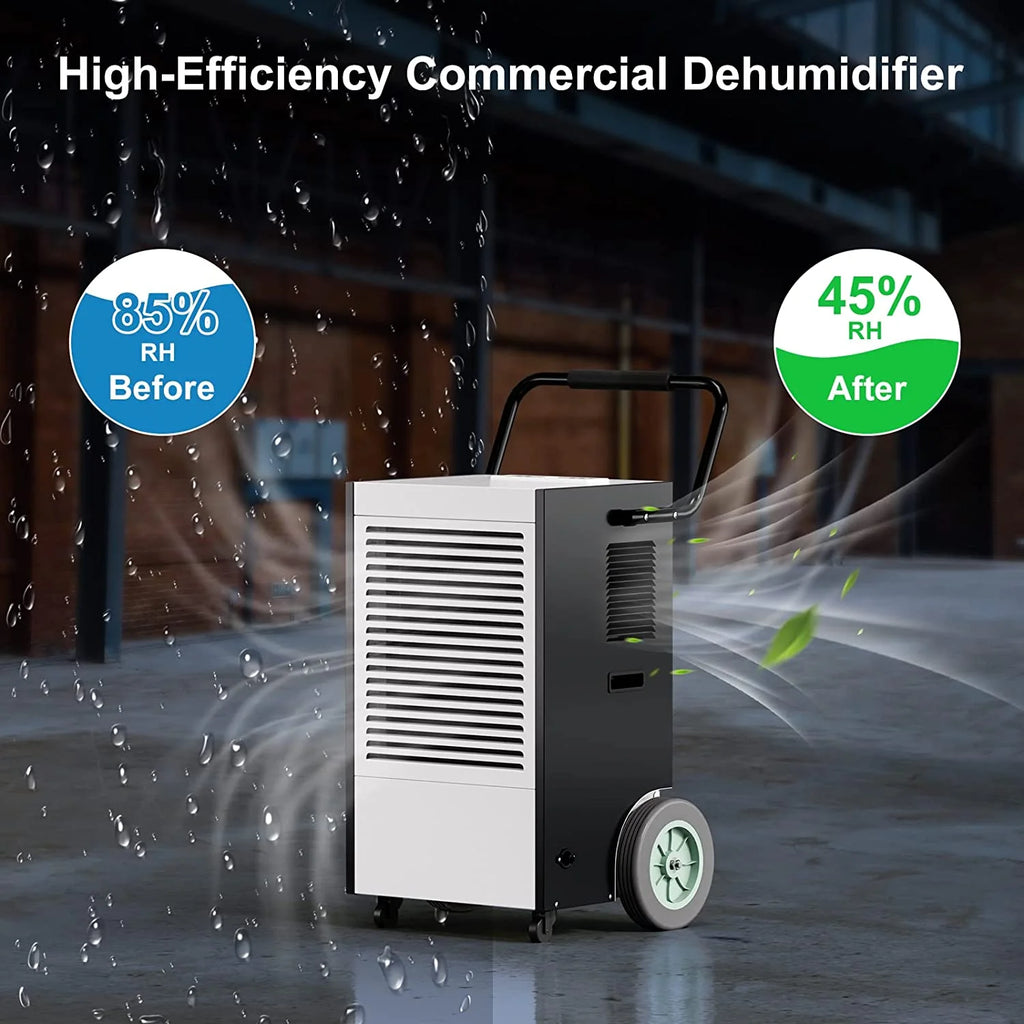225 Pints Industrial Dehumidifier with Handles and Wheels K1966