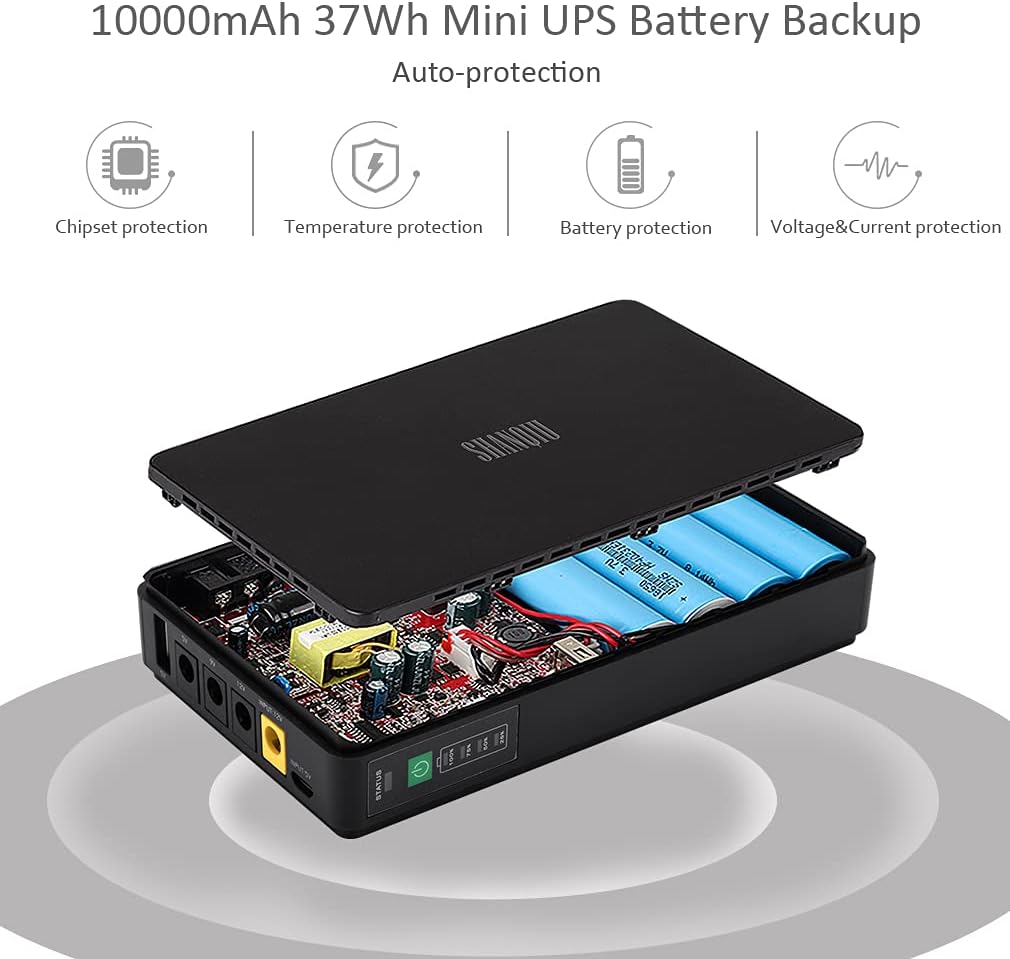 Mini UPS Battery Backup 20000mAh Uninterruptible Power Supply with Input DC Output USB 5V DC 5V 9V 12V 3A Q242455