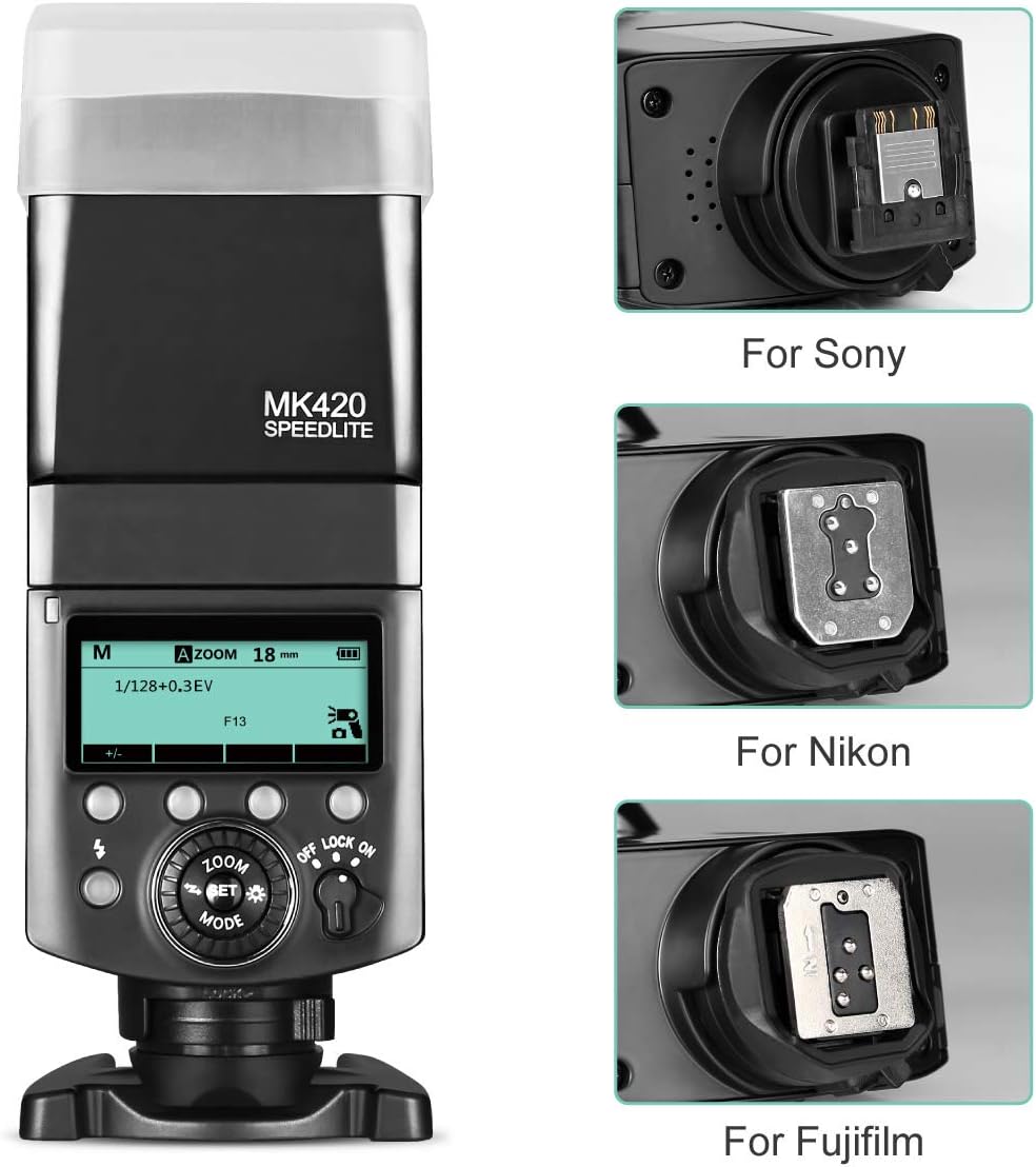 Pack of 2 Camera Flash Speedlite with LCD Display Y39668