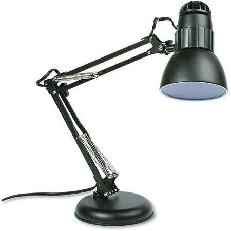 Matte Black Swing Arm Desk Lamp, Weighted Base, 22x22 Reach G907