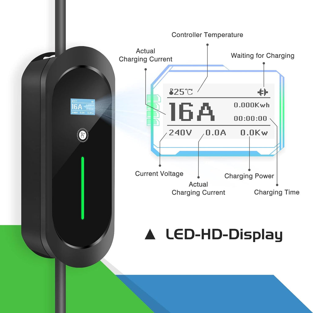 Portable EV Charger with NEMA 6-20 Plug and NEMA 5-15 Adapter F4161