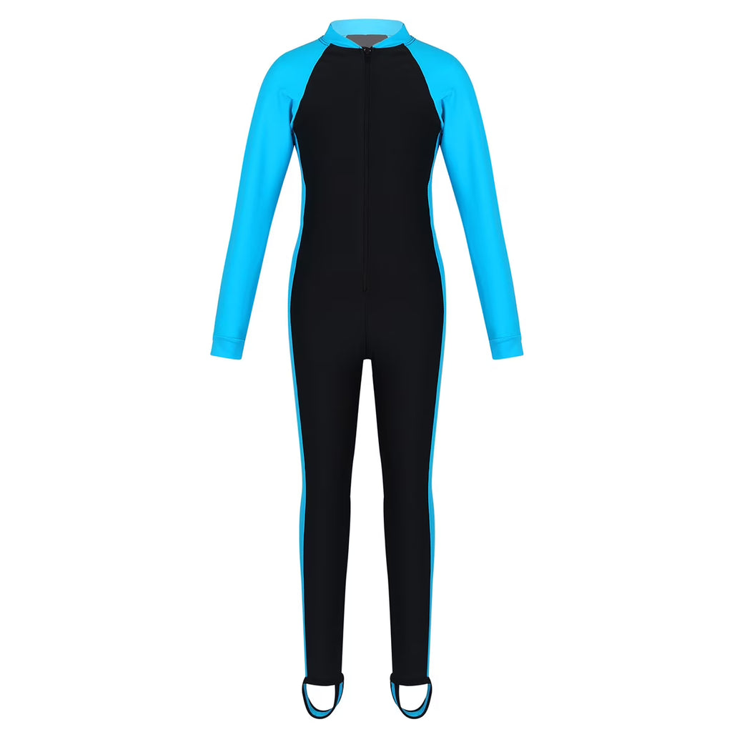 One Piece Long Sleeves Zipper Front Swimsuit H183