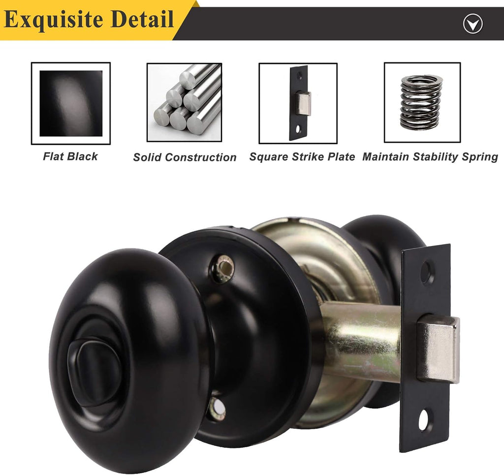 5 Pack Black Door Knobs Privacy Locks Z615362
