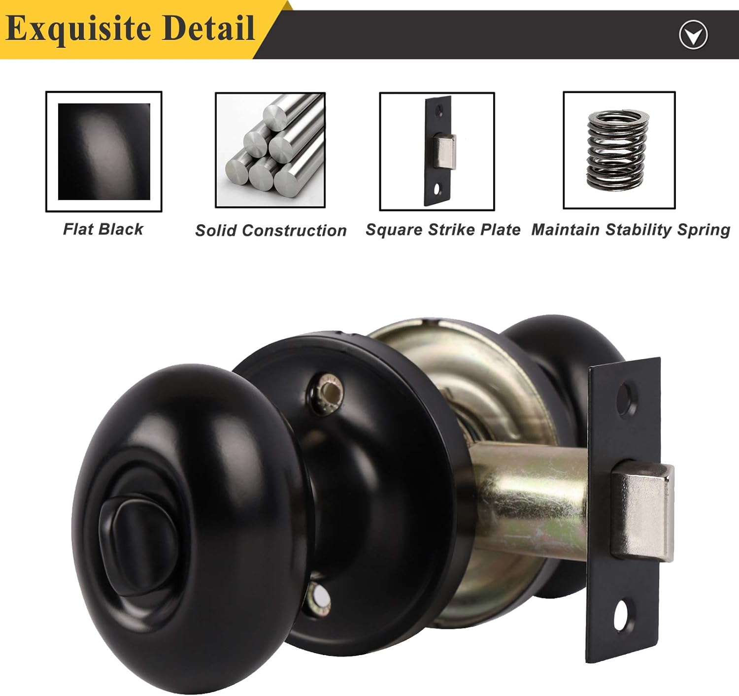 5 Pack Black Door Knobs Privacy Locks Z615362