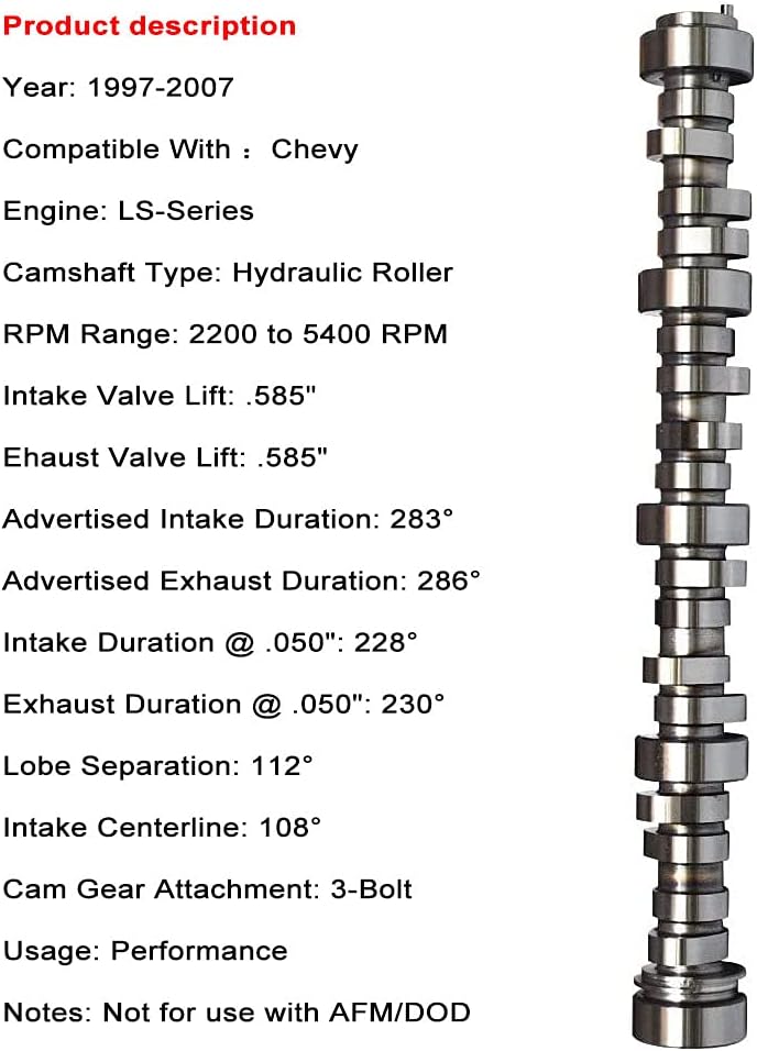 Sloppy Stage 2 Camshaft LS1 .585 Lift 286° Duration Y404228